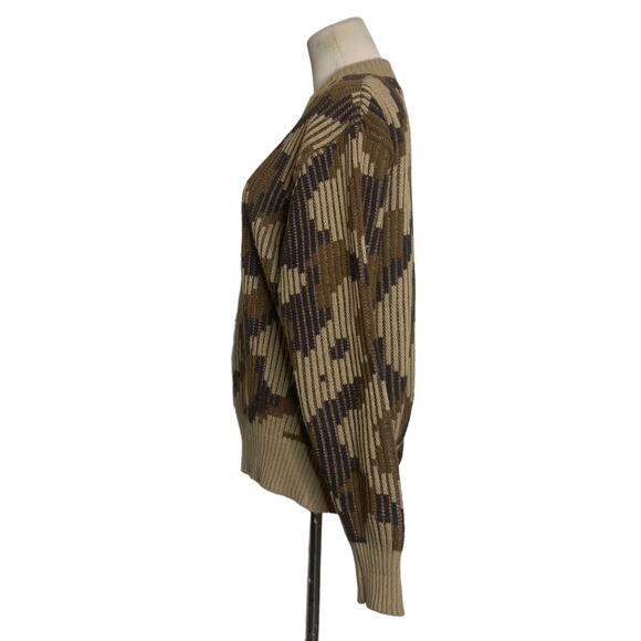 vintage 80s crew neck long sleeves brown prints sweater size Large - Picture 4 of 7